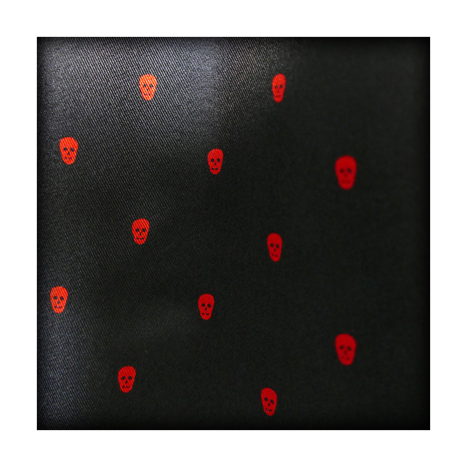 Black/Red Polka Skull Scarf and Pocket Square Set