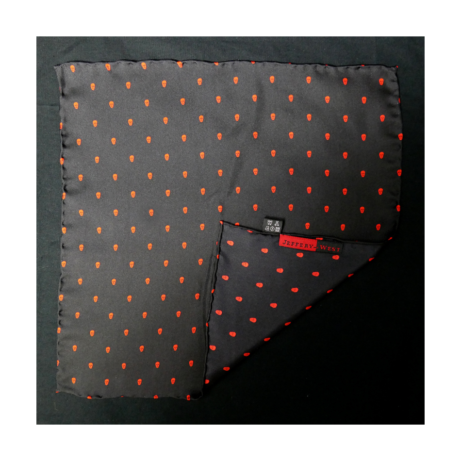 Black/Red Polka Skull Scarf and Pocket Square Set