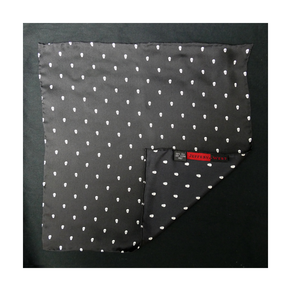 Black/White Polka Skull Scarf and Pocket Square Set