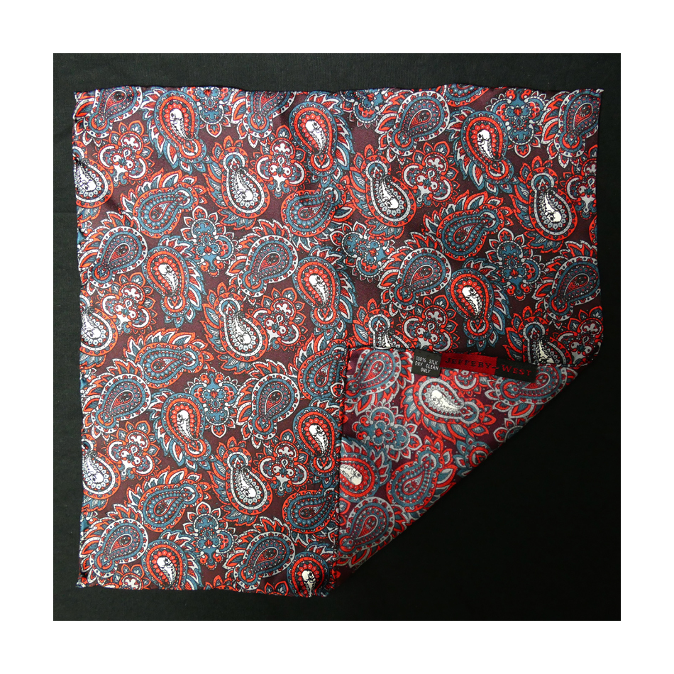 Burgundy Paisley Skull Scarf and Pocket Square Set