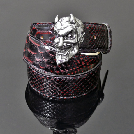 Decadent belt - â€˜My Luckyâ€™ Black and Red Diablo Snake
