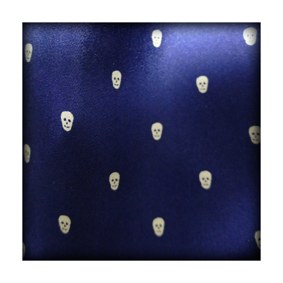 Navy Polka Skull Scarf and Pocket Square Set