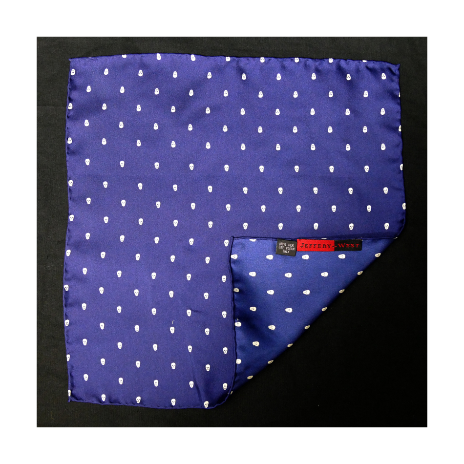 Navy Polka Skull Scarf and Pocket Square Set