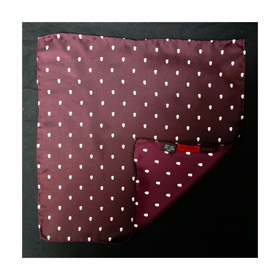 Plum Polka Skull Scarf and Pocket Square Set