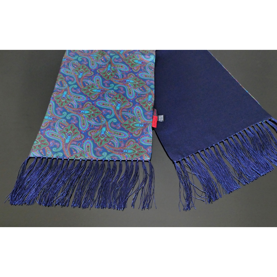 The Beatles - Navy Beetle print Silk - Wool backed scarf