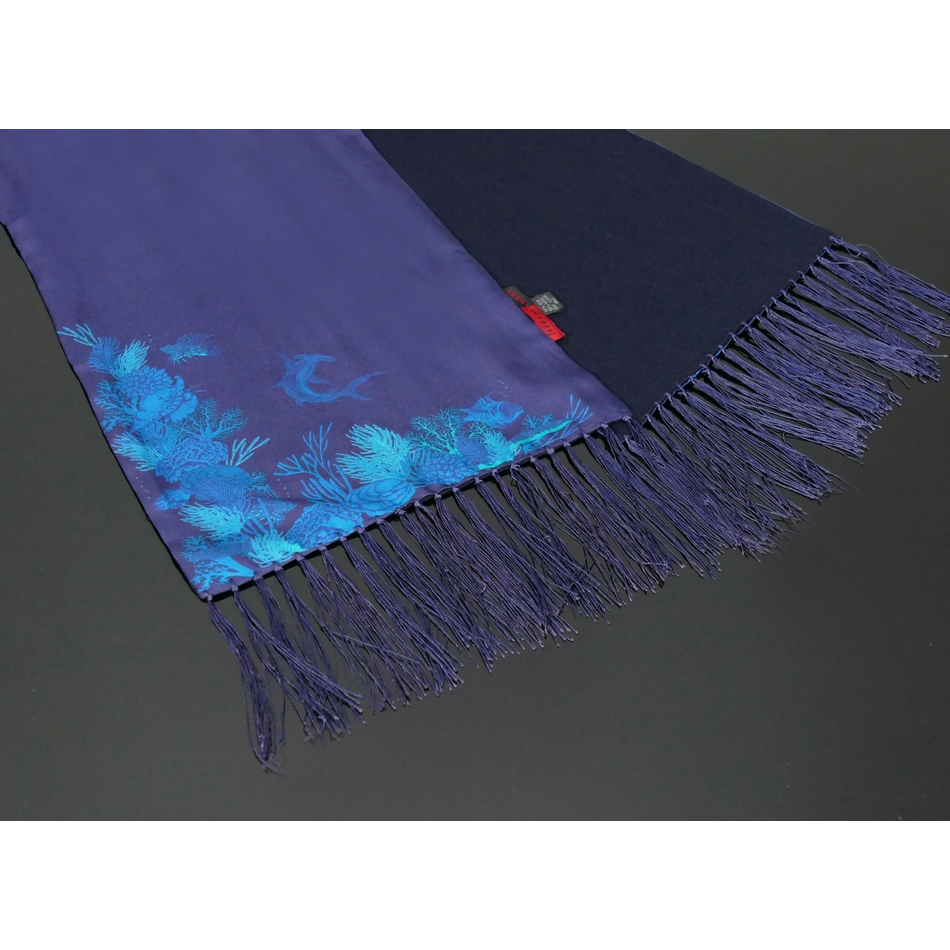 The Deep - Navy Wool backed scarf