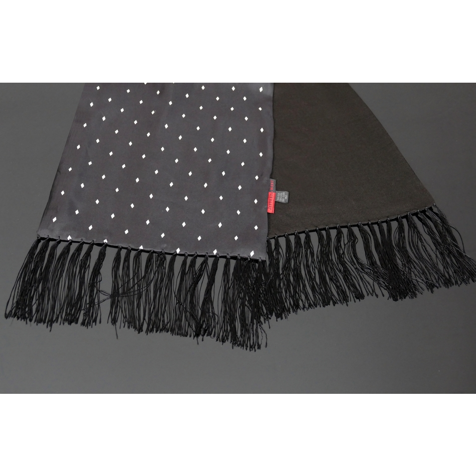The Jewel - Black/White Diamond Silk Wool backed scarf