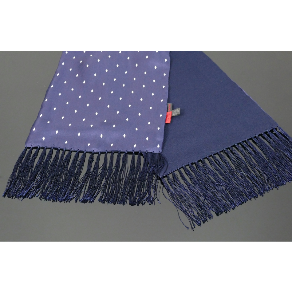 The Jewel - Navy/White Diamond Silk Wool backed scarf