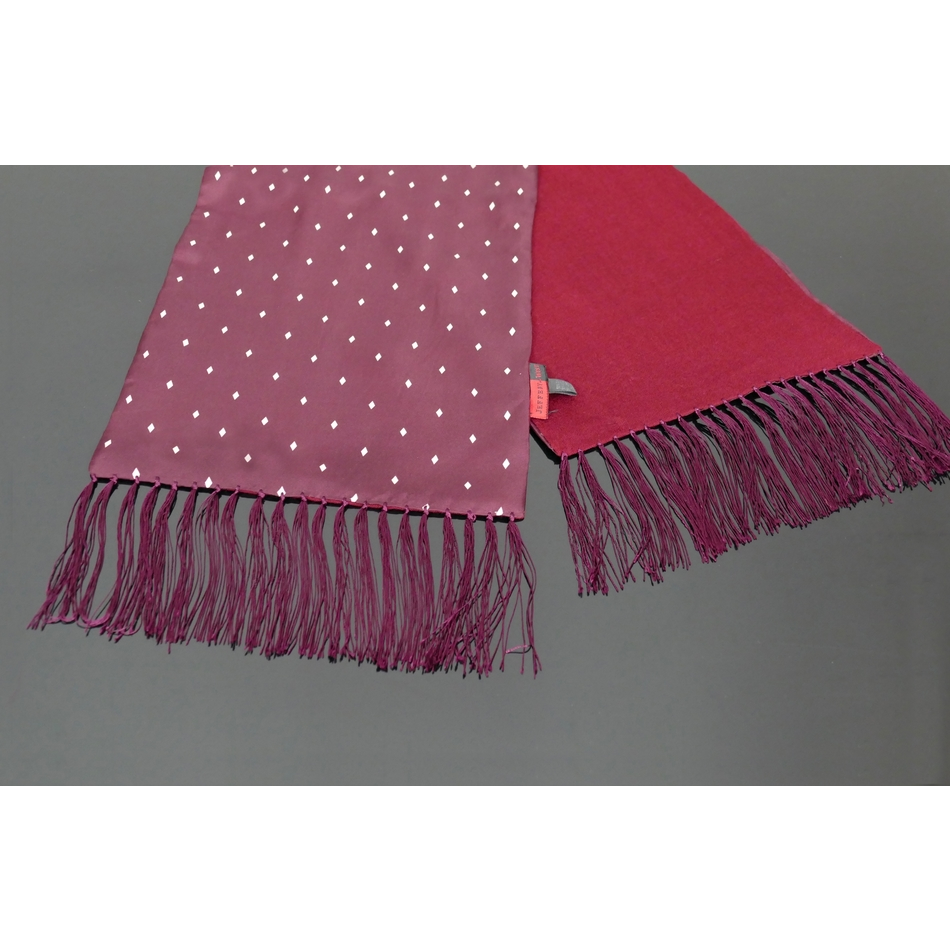 The Jewel - Wine/White Diamond Silk Wool backed scarf