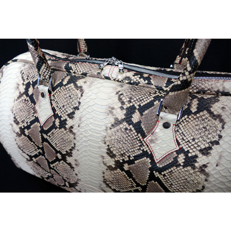 The 'Nightporter' Overnighter Bag - Natural Diamante Snake