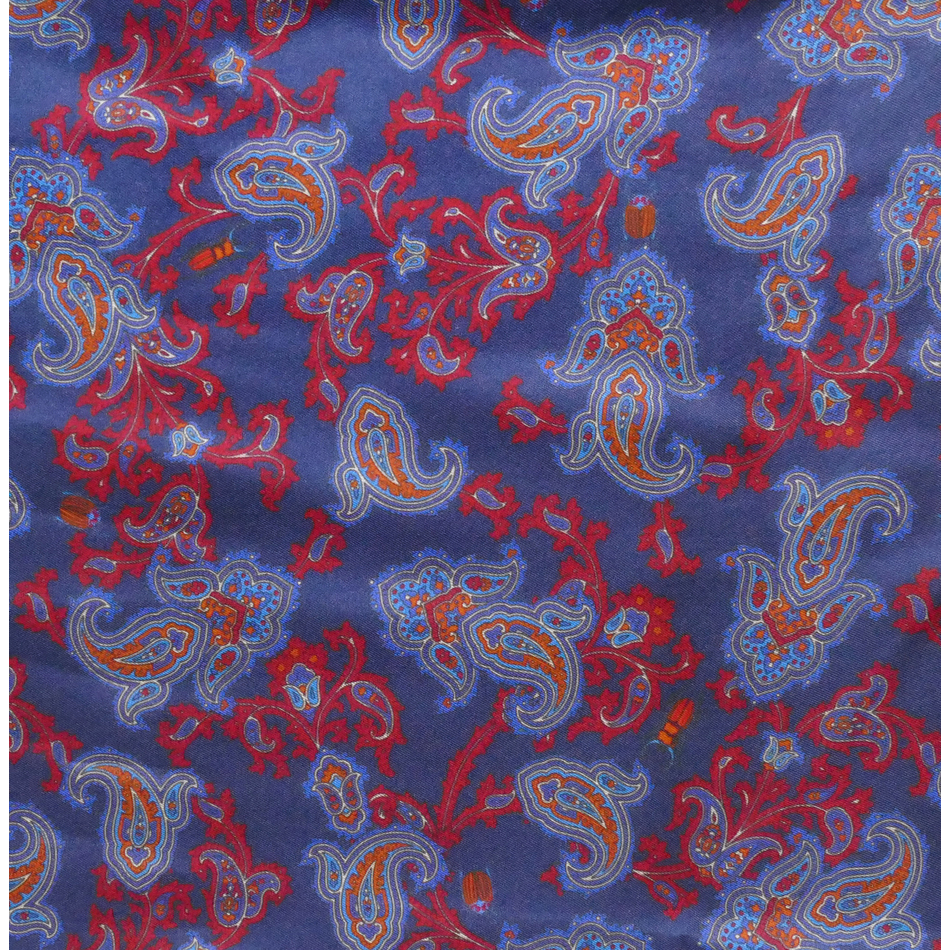 The Paisley - Navy with Red Paisley print Silk - Wool backed scarf