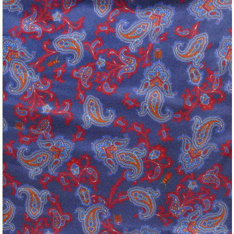 The Paisley - Navy with Red Paisley print Silk - Wool backed scarf