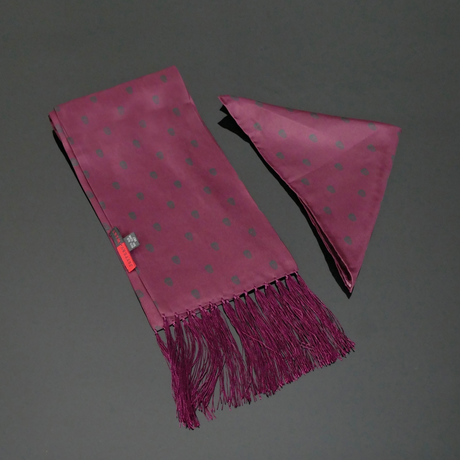 The Reaper - Wine red silk scarf and pocket square set