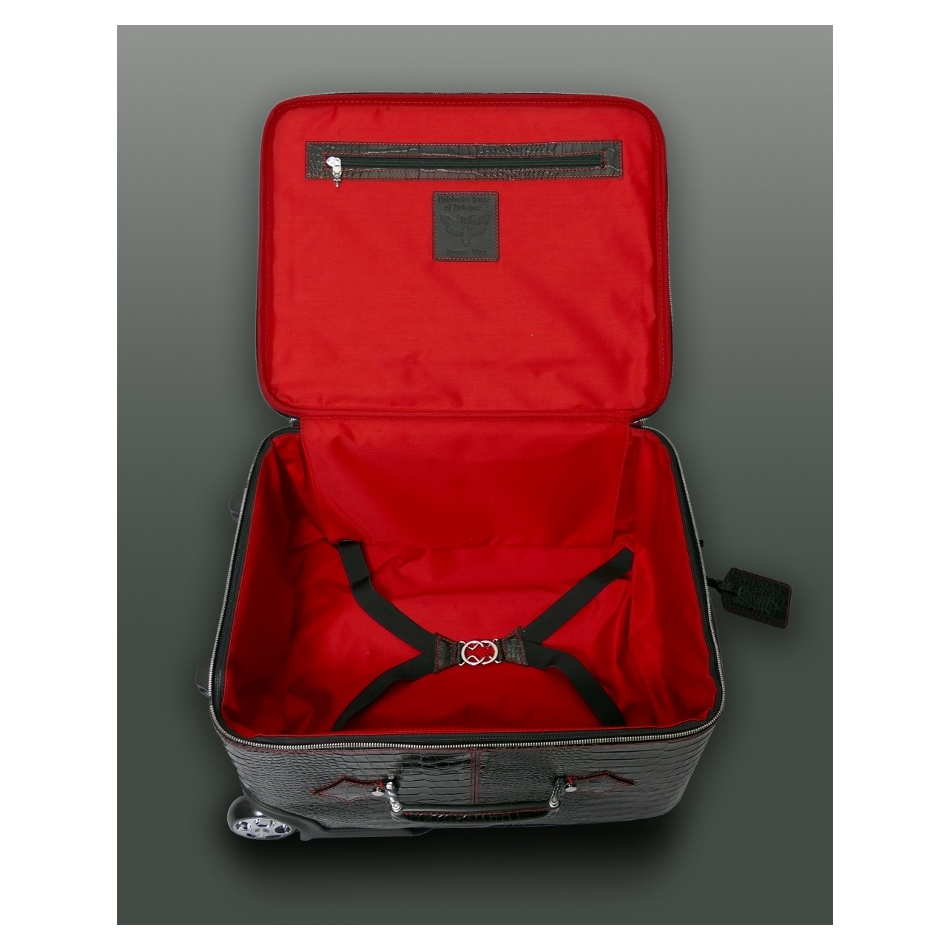 The 'Weekender' Wheeled Suitcase- Black Croc