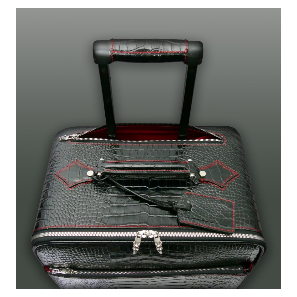 The 'Weekender' Wheeled Suitcase- Black Croc
