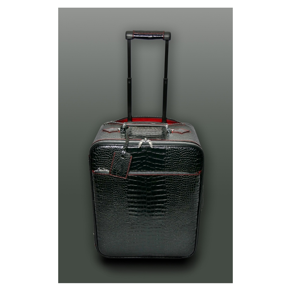 The 'Weekender' Wheeled Suitcase- Black Croc