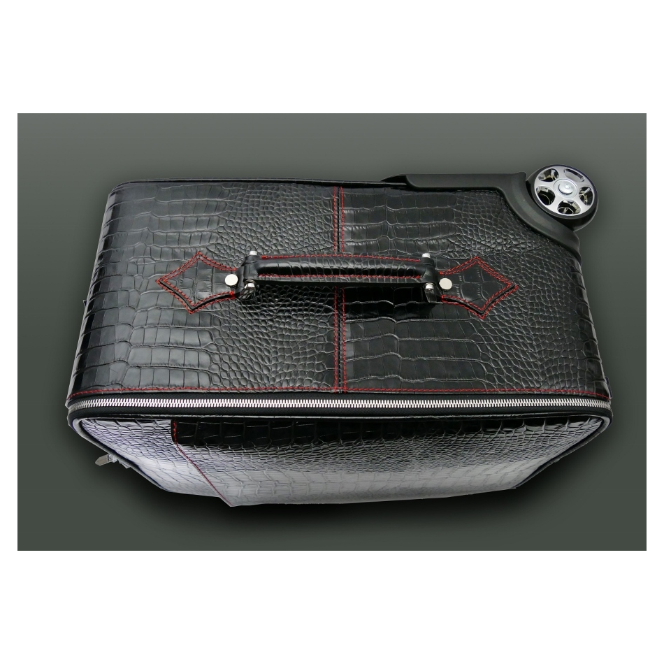 The 'Weekender' Wheeled Suitcase- Black Croc