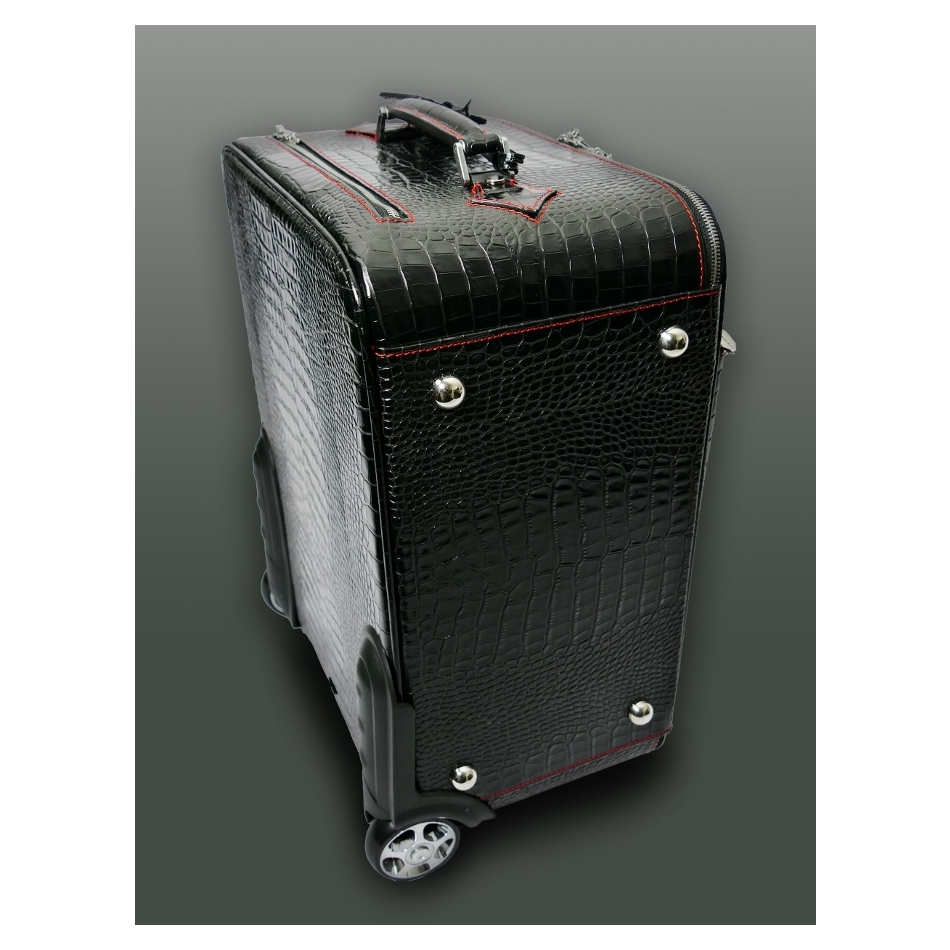 The 'Weekender' Wheeled Suitcase- Black Croc
