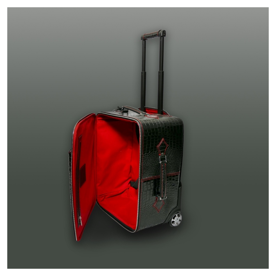 The 'Weekender' Wheeled Suitcase- Black Croc