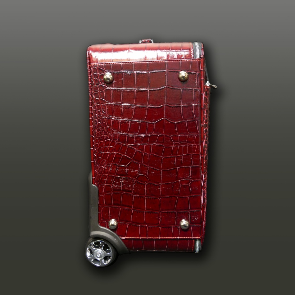 The 'Weekender' Wheeled Suitcase-  Burgundy Croc
